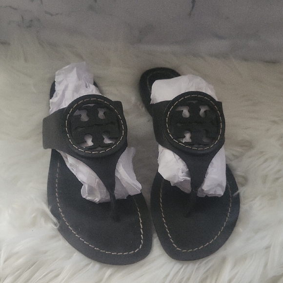 Tory Burch Black Leather Sandals - Picture 3 of 10